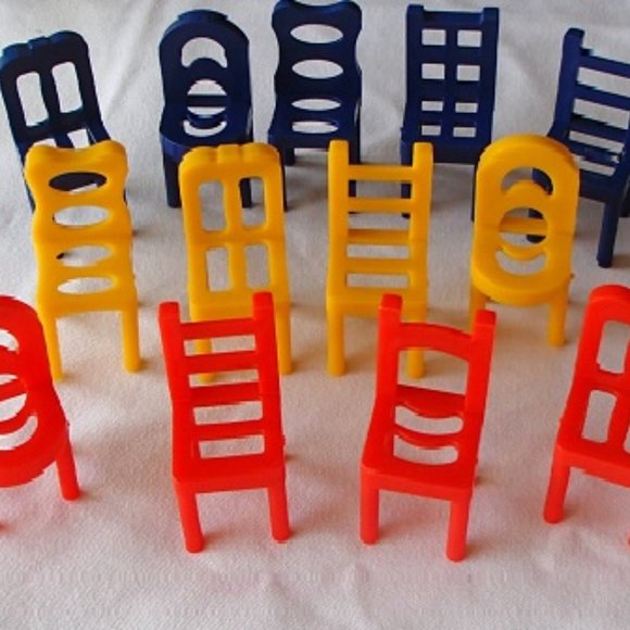 Dollhouse Mini 13 Plastic Chairs Nursery Room Child Size Red Blue Yellow… - Picture 3 of 16